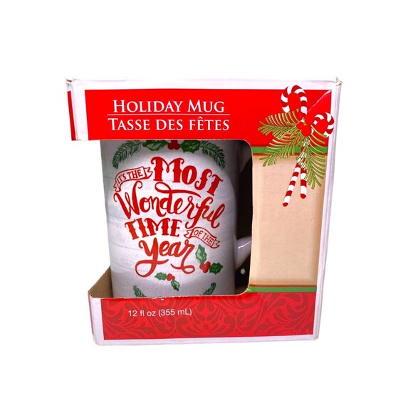 Holiday Coffee Mug It's The Most Wonderful Time Of The Year NEW In Box NIB - Picture 2 of 12